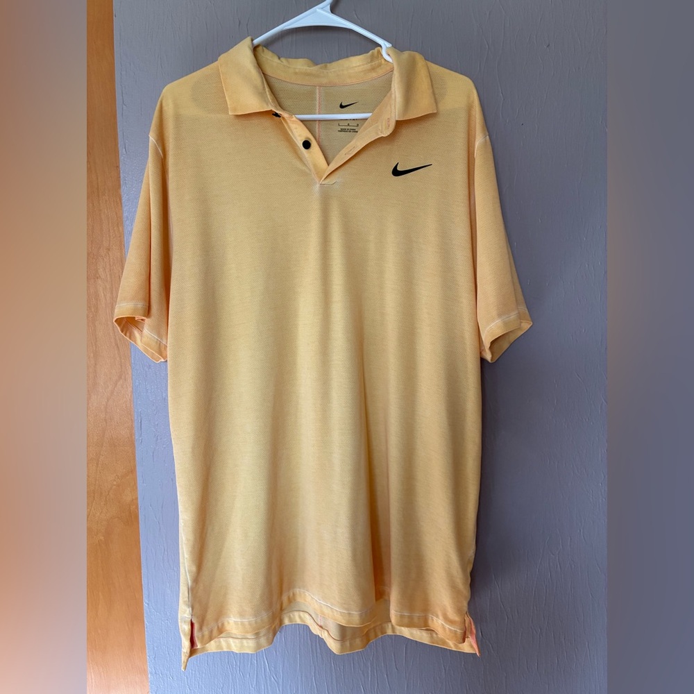 Nike Dri-Fit Yellow Gold Golf Polo Shirt Size Large